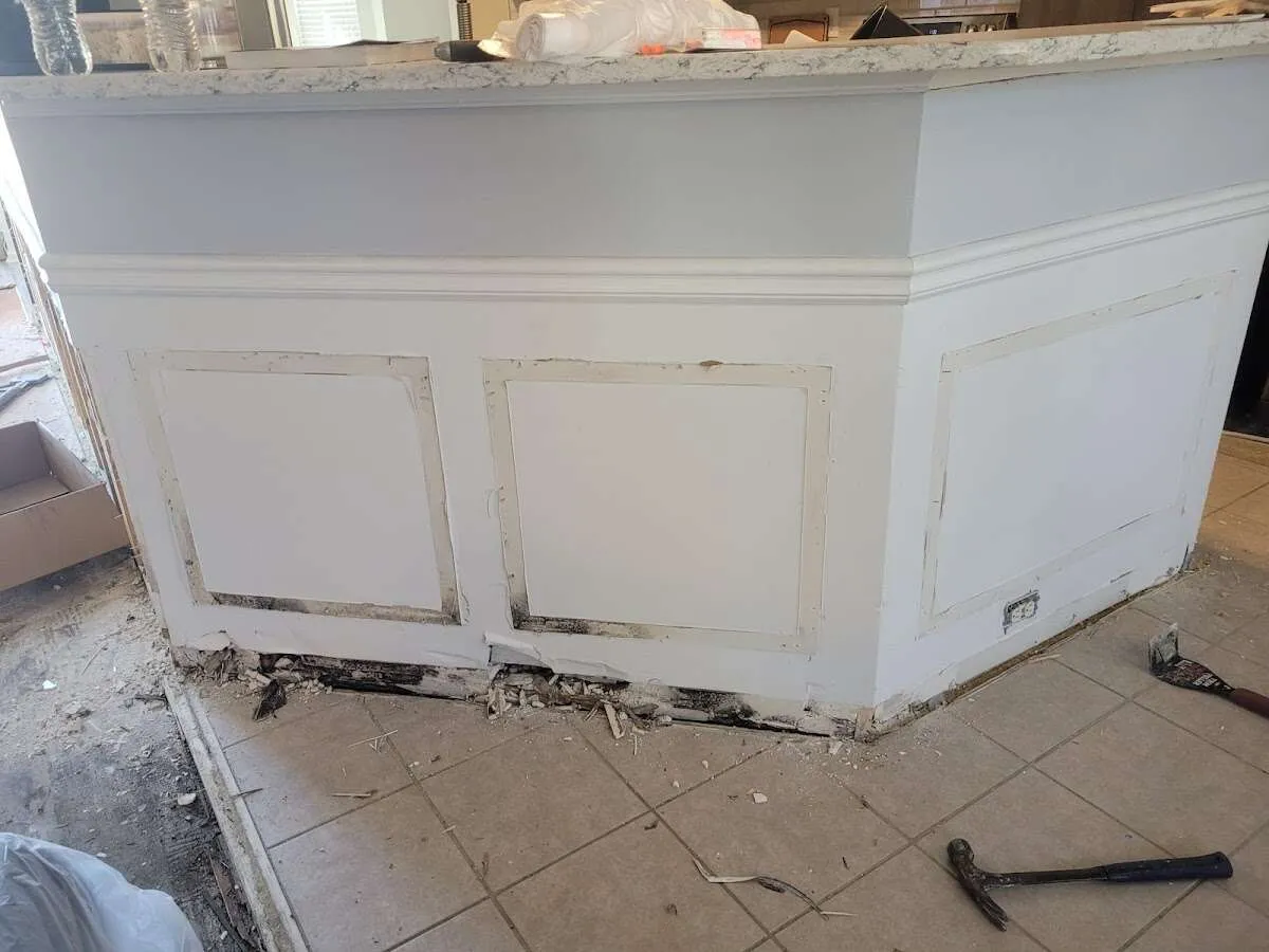 Water damage and mold on kitchen during Storm Damage Restoration in Little Canada